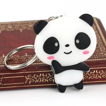 Srčkan Panda Keychains Silikona, Risanka Otroci Lutka Igrača Tipko Chians Dekleta Vrečko Obesek Slika Čar Živali Obeskov Dodatki Darilo