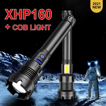 XHP160 COB Led Svetilka 18650, ali 26650 Baterije Indikator 7 Načini Zoom Lov Svetlo Delo Lučka