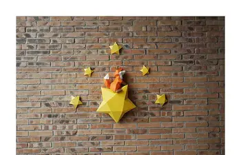 Creative 3D Fox Star Model, Ročno izdelan Papir DIY Steno Papercraft za Domačo Spalnico Wall Art Okras Otroci Igrače