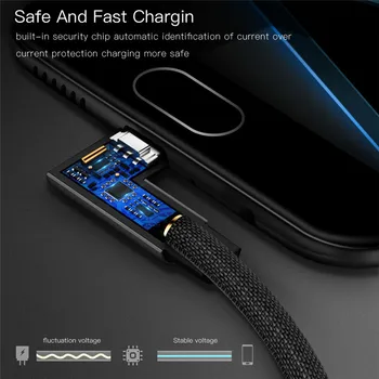 3Pcs USB C Kabel za 90 Stopinj Hitro Polnjenje Podatkovnega Tipa C Kabel za Samsung Huawei Xiaomi mi 11pro redmi opomba 10 9s Mobilni Telefon Kabli