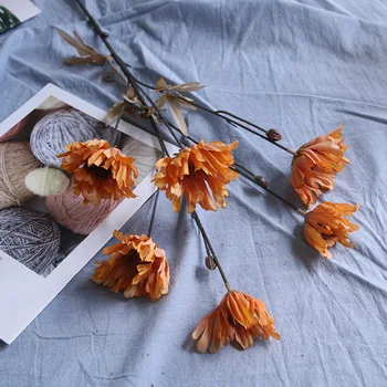 Ena Podružnica 6-vodja Ognjemet Chrysanthemum Mini Umetno Cvetje, Rastline Za Dom Poročni Dekoracijo, Konzervirane Posušeno Cvetje