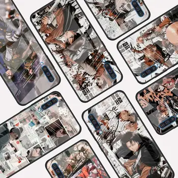 Anime Napad Na Titan Kaljeno Steklo Primeru Telefon Za Samsung Galaxy A51 A71 5G A50 A70 A31 A10 A21s A91 Črni Pokrov Coque Fundas