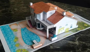 Dva nadstropja Vile Koči 3D Papir Model DIY Puzzle starši-Otrok, Ročno Razred Stavbe Papercraft Igrača