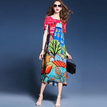 Ženske 2020 Novo Poletje Svile Cvetlični Plaži Boho Obleko Dolgo Ženske Obleke Letnik Vestido Priložnostne Mujer 7201 KJ5507