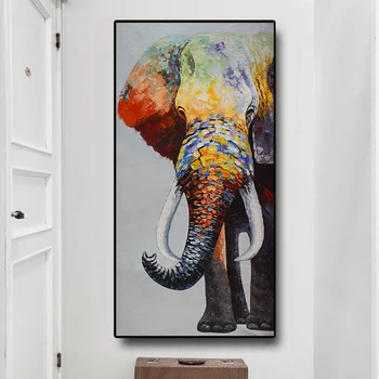 Akvarel Slon Divje Živali, Oljna slika na Platnu Skandinaviji Plakatov in Fotografij Cuadros Stenskih slikah, za dnevno Sobo