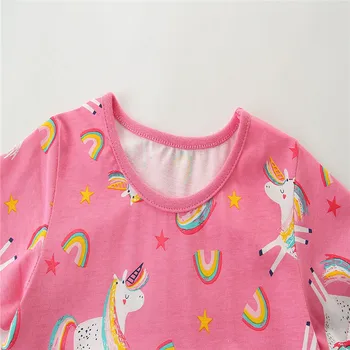 Skoki Metrov Novih Samorog Dekleta Obleke Bombaž Poletje Princesa Otroška Oblačila skupina Živali Tiskanja Lepe otroške Kopalke