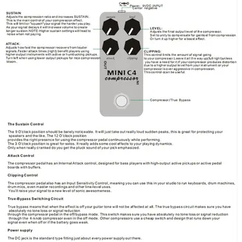 Mini C4 Boutique Kompresor Pedal Aluminij Zlitine Kitara & Bass Efekt Pedal, True Bypass Preklapljanje Kitare Deli, Dodatna Oprema