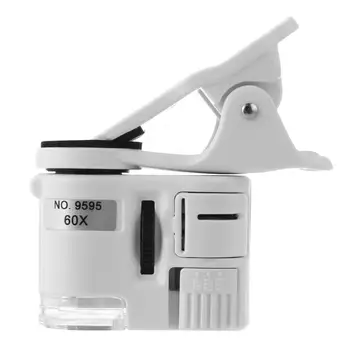 Univerzalni 60X Mobilni Telefon Mikroskopom Lupo Makro Zoom Objektiv Mikro Kamero, Posnetek z LED Svetlobe, Optični Instrument