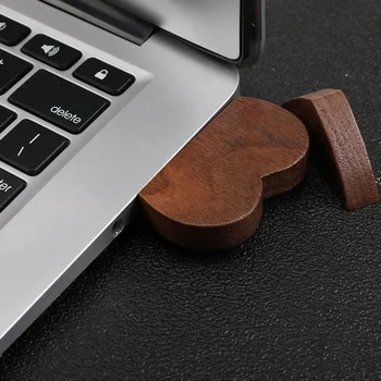 Velika Zmogljivost USB Flash Pen Drive Memory stick Lesa Srce za Datum Shranjevanje