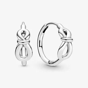 Pendientes de aro de plata de ley 2020 con nudo infinito par mujer, regalo par mujer y mujer, joyería de moda S925 Original, 9