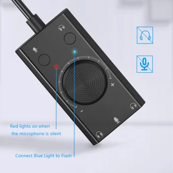 Prenosni USB Zunanje Zvočne Kartice Stereo Mikrofon Zvočnik Slušalka Audio Jack 3.5 mm Kabel Adapter Izklop Stikalo za Prilagajanje Glasnosti