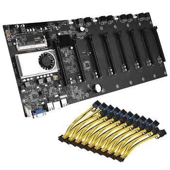 BTC Rudarstvo matični plošči Nastavite s CPU Fan 8XPCIE 16X Grafično Kartico Reža za+10 napajalne Kable Pomnilnik Adapter VGA Motherboard