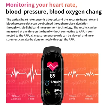 Najnovejši M6 Pametna Zapestnica Watch Fitnes Tracker Srčni utrip, Krvni Tlak Monitorji, Barvni Zaslon IP67 Nepremočljiva Za Mobilni Telefon