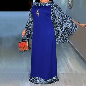 Elegantno Obleko Maxi Ženske Dolg Rokav Leopard Tiskanja Mozaik Večer Stranka Obleko 2021 VONDA Priložnostne Haljo Femme Vestido