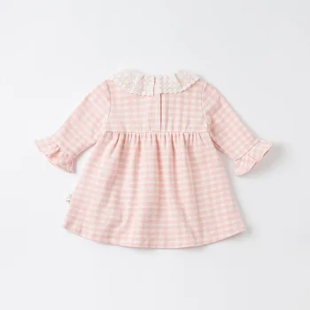 DB16738 dave bella pomlad baby dekle srčkan kariran cvetlični obleko otroci in modnih stranka obleko otroci dojenčka lolita obleko