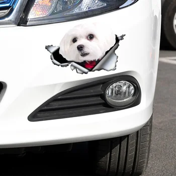 A0109# 13 cm/17 cm 3D samolepilne Nalepke Srčkan Malteški Pes Avto Nalepke Nepremočljiva Auto Decors na Odbijač Zadaj Okno Prenosnik