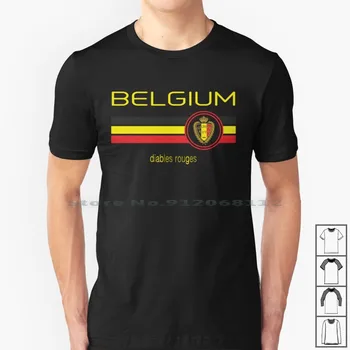 Nogomet-Belgija ( Stran Črne ) T Shirt Bombaž Belgija Nogomet Nogomet Euro Rouges Edinstveno Retro Kul Super Zastavo Letnik