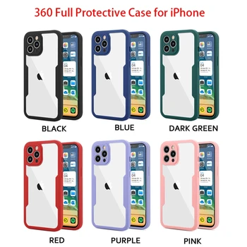 360 Celotno Zaščitno Ohišje Za iPhone 11 12 Pro XS Max 7 Plus 8 XR X SE2020 Mehko Sprednji Zaslon Patron + Shockproof Zadnji Pokrovček