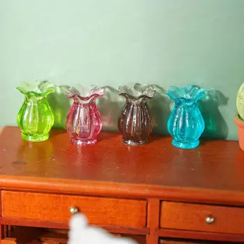 1pcs Imitacija Stekla Čipke Vaza Lutke Miniaturni 1:12 Hrane Igrača, ki Živijo Pribor Obsega Prostor Lutke Kuhinja O2E9