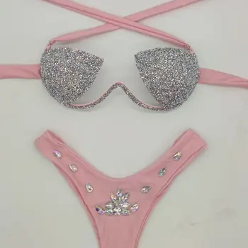 2020 venera počitnice najnovejše poletje nosorogovo bikini komplet seksi ženske kopalke diamond bling kamni kopalke biquini plažo