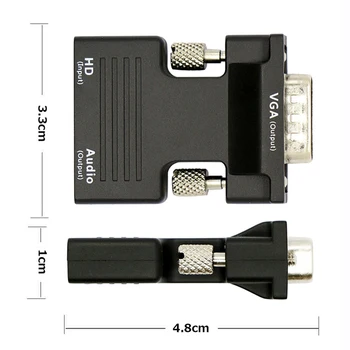 HDMI je združljiv Ženski VGA Moški Pretvornik 3.5 mm Audio Kabel Adapter 1080P FHD Video Izhod za Prenosni RAČUNALNIK TV Monitor Projektor