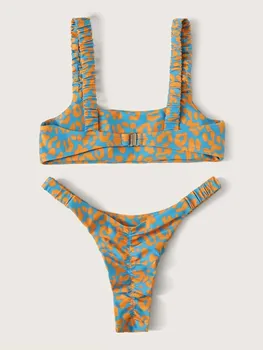 Seksi Micro Bikini 2020 Ženske Oranžna Leopard Push Up Oblazinjeni Tangice Kopalke Ženske Izrežemo Kopalke, Kopalke Trajes De Bano