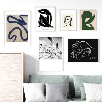 Povzetek Matisse Dekle Geometrijske Linije Wall Art Platno Za Slikarstvo Dnevna Soba Dekor Nordijska Plakatov In Fotografij Stenske Slike