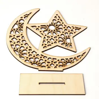 Lesene Eid Mubarak Muslimanskih Ramadana Luna Star Ploščo Obesek Dekoracijo Ornament DIY Doma Stranka Dobave LXAC