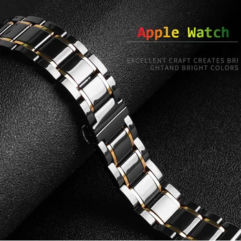 Keramični Trak za Apple Watch 6 Band 44 40mmm Luksuzni zapestnica iz Nerjavečega jekla iWatch band 42mm 38 mm 40 42 44 mm series 3 4 5