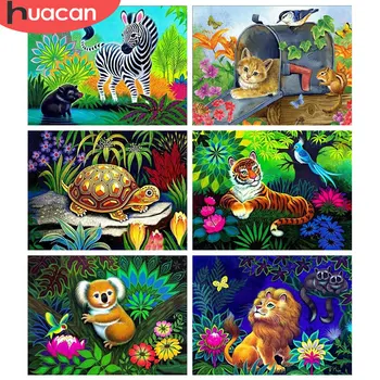 HUACAN Celoten Kvadratni/Krog 5d Diamond Slikarstvo Lion Mozaik Živali DIY Diamond Vezenje Risanka Doma Dekor Obrti Kit