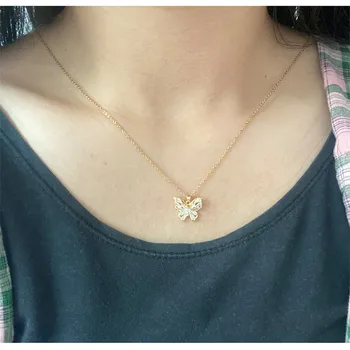 Ins Vroče Metulj Obesek Crystal Cirkon Zlate ogrlice za Ženske Verige Na Vratu Nekaj Nakit Estetske Darilo za Punco