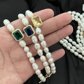 Vintage baker kubičnih močen naravni biserna ogrlica, nakit za ženske