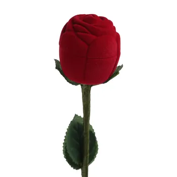Romantično, Elegantno Rdeče Rose Obroč Škatle Modni Uhani Obroč, Nakit, Darilni Embalaži Poroko Punca Presenečenje Darilo