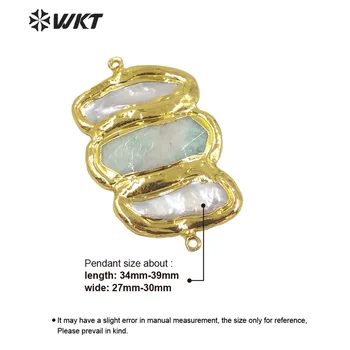 WT-JP248 Debelo Trojno kamen mix, pearl modno oblikovanje ženske dvojno zank zlato electroplated kamen priključki za ogrlico