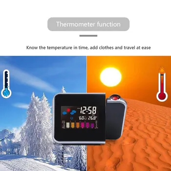 Projekcija LED Budilka Digitalni Datum Snooze Funkcijo Vreme Termometer Vlažnost Ozadja Projektor Desk Tabela Led Ura