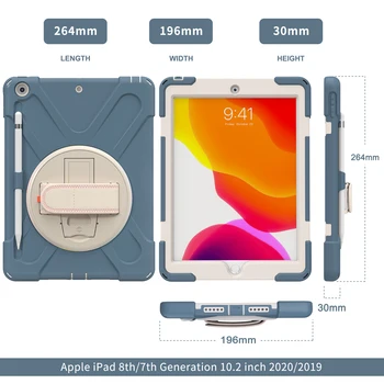 Nove barve Ohišje za iPad 10.2-inch 2019 2020 7. 8. generacije A2270 Obračanje nosilec anti-padec varnost otrok zaščitni pokrov