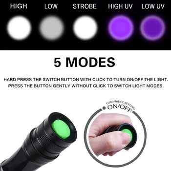 20000lums 2 v 1 UV Svetilka LED Linternas Baklo 395nm Ultravijolično Urina Detektor za kampiranje Preprogo Pet Urina Ujeti Scorpions
