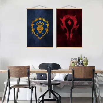 Svet Warcrafts Zavezništvo Drhal Banner Sylvanas Windrunner platno, tiska plakate, ki slika z masivnega lesa, ki visi pomaknite