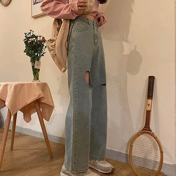 2021 ulične Srce luknjo v obliki jeans za ženske visoko pasu mama kavbojke letnik Black traper hlače Celotno Dolžino hlač Harajuku