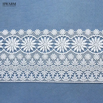 5yards 16,5 cm Bela afriška čipke tkanine traku poroka dekoracija za dom v vodi topne mleka, čipke, vezenine votlih bar kodo