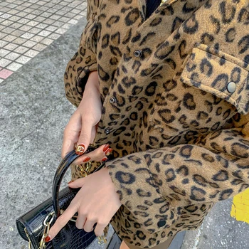 2021 pomladni Vintage Leopard Suknjič Plus Velikost Priložnostne Leopard Ženski Plašč Pozimi Vrhovi Za Ženska Oblačila, Elegantno Volne Outwear