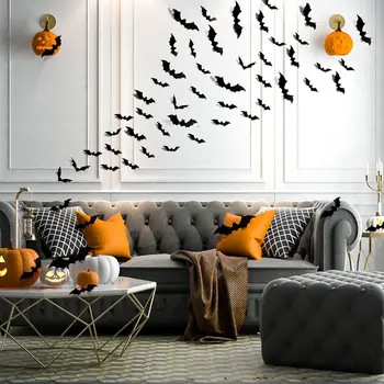 Halloween Party Material PVC 3D Dekoracijo Realistična Grozljivka Bat vinilna Nalepka DIY Halloween Doma Notranje zadeve za Otroke