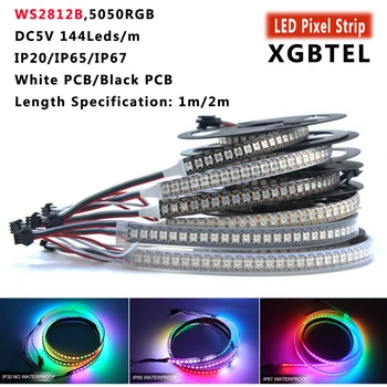 5V WS2812B RGB LED Trakovi SMD5050 1m 2m Full Color Pixel Nepremočljiva Luči 144 Led / M, vodoodporni ip67 voda za zunanjo uporabo