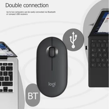Logitech M350 Prodnate Brezžično Miško Bluetooth + 2,4 GHz USB Sprejemnik, Dual-Povezovanje Tiho 1000DPI za PC Računalnik