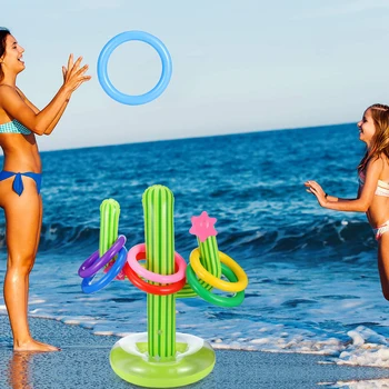 Napihljivi Kaktus Obroč Kretnjo Igra, Ki Plava Bazen Igrače S 4 Obroči Summer Beach Party Na Prostem Družino Interaktivna Igra