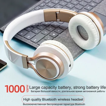 Zlato Brezžične Slušalke Bluetooth Zložljive Slušalke Stereo Slušalke Gaming Slušalke Podpira TF Kartice Z Mic Za PC telefon, Mp3