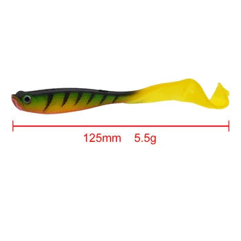 4Pcs/Veliko 125 mm 5.5 g Mehka Vaba Odpreti Trebuh Votlih 3D Oči Fishing Lure Šablona Wobbler Dolgimi Repi, Umetne Vabe za Ribolov Reševanje