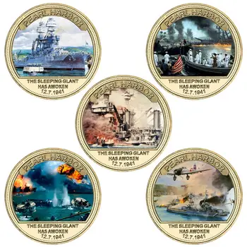 WR 80. Obletnico Napada na Pearl Harbor Zlato Spominski Kovanec Nastavite V Kovanca Imetnik Vojske ZDA Izziv Kovanec Vojaške Spominkov