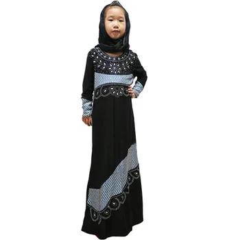 Eid Mubarak Otroci Dekleta Abaya Turčija Hidžab 2pcs Muslimansko Obleko tam kaftan Dubaj Caftan Abayas Ramadana Elbise Islamske Darilo Oblačila