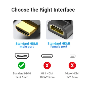 Banja HDMI Adapter 90 270 Stopinj pod pravim Kotom HDMI Moški-HDMI Ženski Kabel Pretvornik za HDTV PS4 PS5 Laptop 4K HDMI Podaljšek